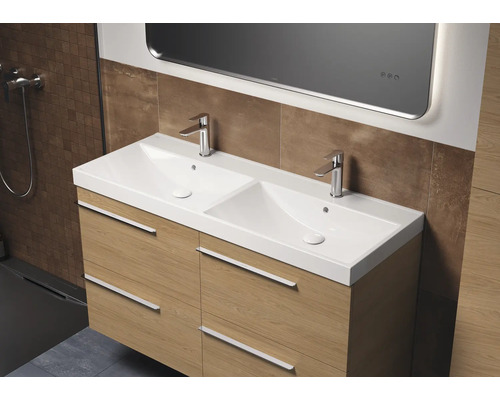 Meuble-lavabo double avec meuble sous-vasque et miroir pour salle de bains