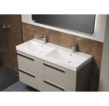 Meuble-lavabo double avec meuble sous-vasque et miroir dans la salle de bains