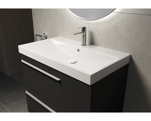 Combinaison de lavabo avec lavabo blanc et meuble bas avec tiroirs
