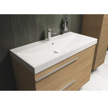 Meuble sous-vasque avec lavabo, robinet et distributeur de savon