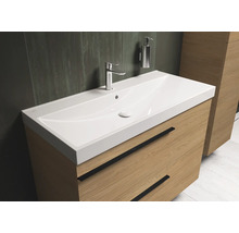 Meuble sous-lavabo avec lavabo et robinetterie dans la salle de bain