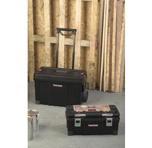 Zwei schwarze Werkzeugkoffer, einer mit Rollen und Teleskopgriff, von Pattfield