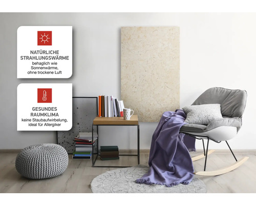 Wohnzimmer mit Infrarotheizung für natürliche Strahlungswärme und gesundes Raumklima