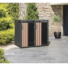 Mülltonnenbox für zwei Mülltonnen aus Metall und Kunststoff