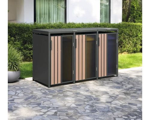 Mülltonnenbox für drei Mülltonnen im Aussenbereich