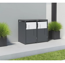 Mülltonnenbox für zwei Mülltonnen mit weißen Akzenten