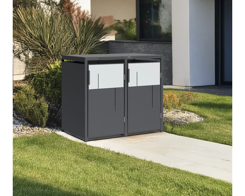 Mülltonnenbox für zwei Mülltonnen im Garten