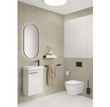 Salle de bains moderne avec lavabo, miroir, toilettes et accessoires