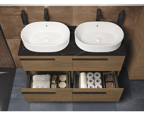 Badezimmermöbel mit Doppelwaschbecken, Schubladen und Aufbewahrungslösung