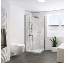 Salle de bain moderne avec cabine de douche, WC et radiateur