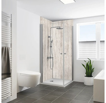 Salle de bains avec cabine de douche, WC et radiateur