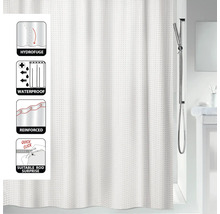 Weißer Duschvorhang mit wasserabweisender, wasserdichter Beschichtung, verstärkten Ösen und geeignet für Duschstangen mit Überraschungseffekt.