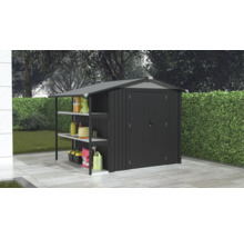 Armoire de jardin avec étagères pour ranger les outils et accessoires de jardin.