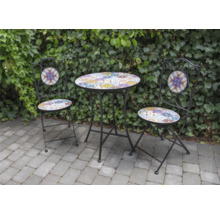 Ensemble de jardin avec table en mosaïque et deux chaises