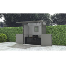 Grillküche mit Grill, Spüle und Arbeitsfläche im Garten