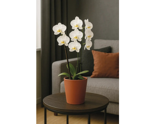 Orchidée en pot sur une table