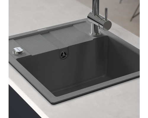 Évier en granit avec égouttoir et robinet