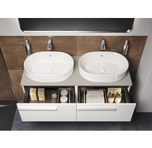 Doppelwaschtisch mit Unterschrank und zwei offenen Schubladen