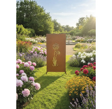 Jardin avec panneau de séparation métallique et motif floral