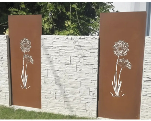 Écrans d'intimité décoratifs en métal avec motif de pissenlit utilisés comme clôture de jardin