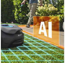 Gardena Mähroboter mit künstlicher Intelligenz im Einsatz auf einem Rasen