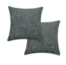 Deux coussins décoratifs gris avec motif de feuilles