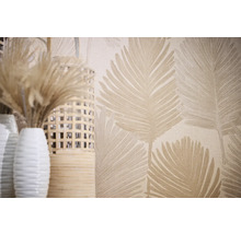 Papier peint décoratif avec motif de feuilles et vases