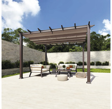 Terrasse mit Pergola, Sitzgruppe und dekorativen Elementen für den Aussenbereich