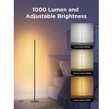 Lampadaire avec 1000 lumens et luminosité réglable pour l'intérieur.