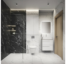 Salle de bain moderne avec douche, WC, lavabo et miroir