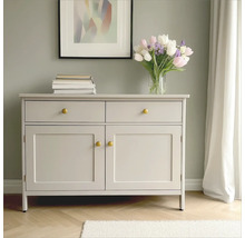 Kommode mit zwei Schubladen, zwei Türen und Dekorationsgegenständen