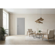 Salon avec porte intérieure, coin salon et décoration