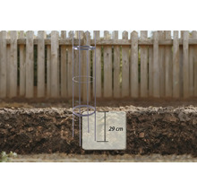 Tomatenstütze im Boden mit Tiefenangabe von 29 Zentimetern