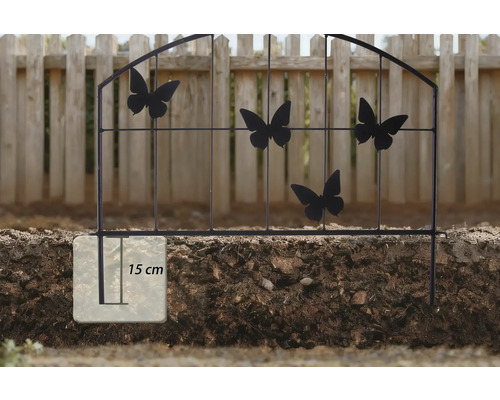 Clôture de jardin avec décoration papillon et une profondeur d'insertion de 15 centimètres