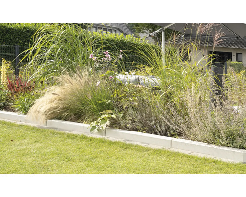 Jardin paysager avec pelouse et parterre de fleurs