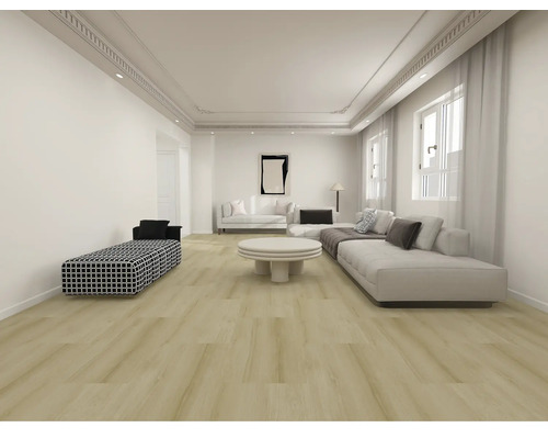 Heller Wohnraum mit Sofa, Tisch und Tagesbett