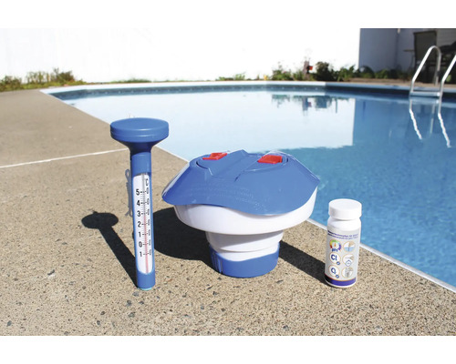 Poolpflege Set mit Thermometer, Dosierschwimmer und Teststreifen
