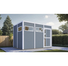 Abri de jardin en bois avec fenêtres et porte