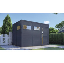 Abri de jardin avec fenêtres et porte en extérieur