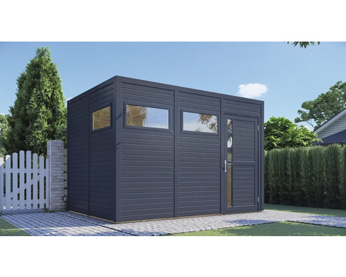 Abri de jardin avec fenêtres et porte en extérieur