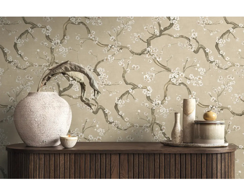 Dekorative Tapete mit floralem Design und stilvollem Interieur