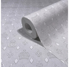 Rouleau de papier peint avec motif de couronnes et de lettres