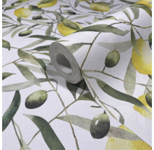 Rouleau de papier peint avec motif d'olives et de citrons