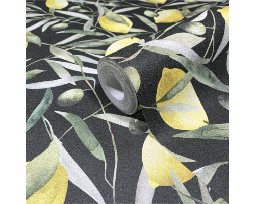 Rouleau de papier peint avec motif citron et olive
