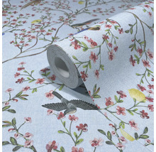 Rouleau de papier peint avec motif d'oiseaux et de fleurs