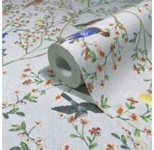 Rouleau de papier peint avec motif d'oiseaux et de fleurs