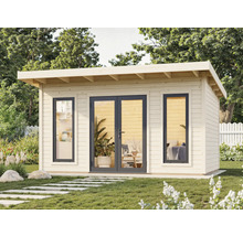 Abri de jardin en bois avec fenêtres et double porte