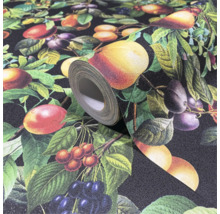 Rouleau de papier peint avec motif de fruits sur fond sombre