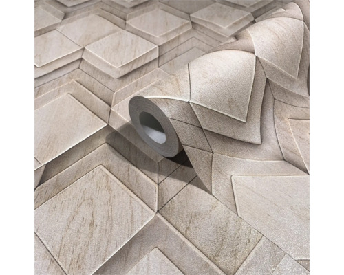 Rouleau de papier peint tridimensionnel avec motif géométrique
