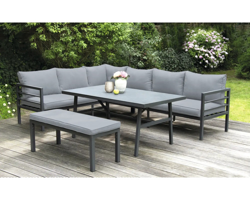 Gartensitzgruppe mit Sofa, Tisch und Bank für den Aussenbereich